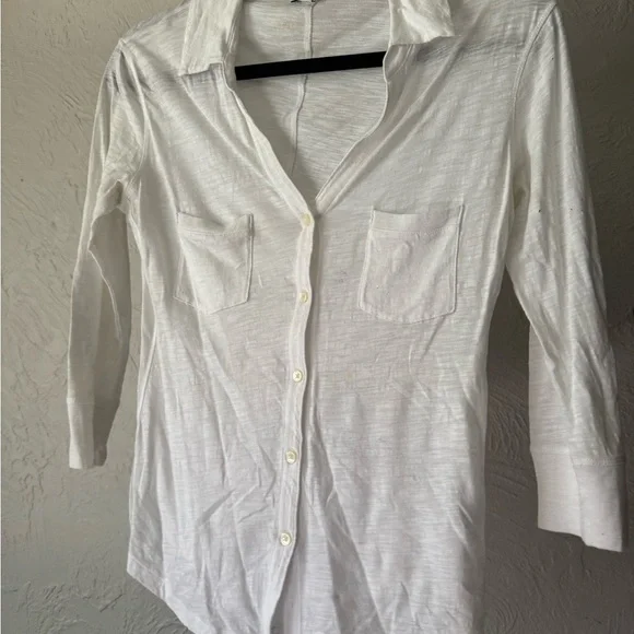 Express bundle of 3 3/4 sleeve button up cotton shirts Black, White, and Pink XS - Picture 5 of 6